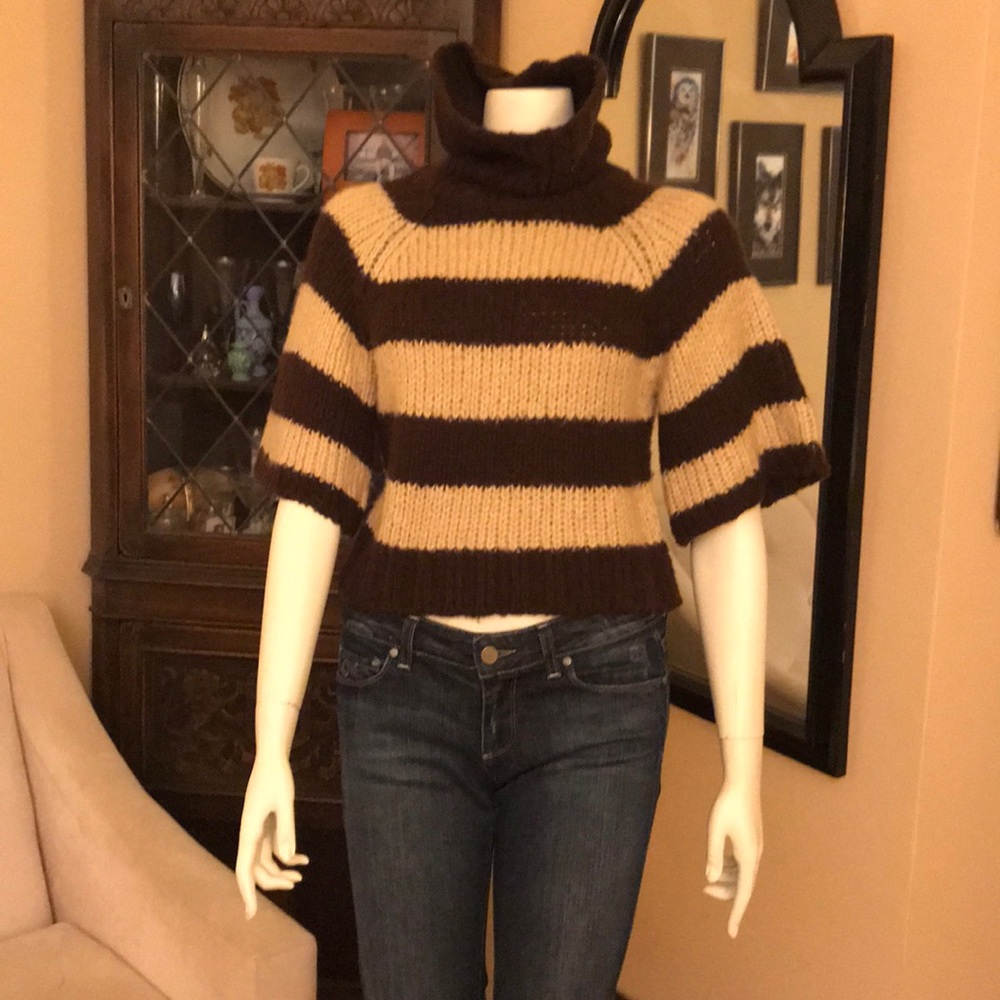 Brown and Tan Turtleneck Sweater